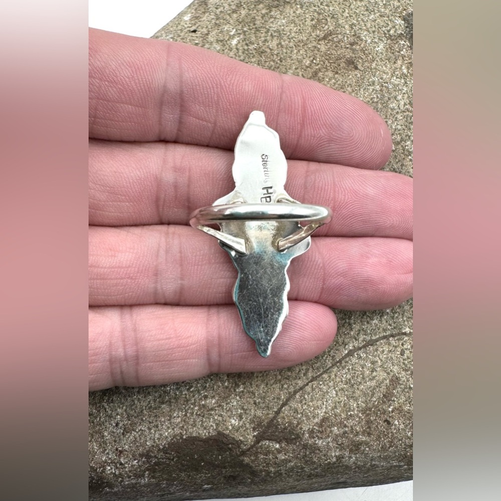 Harry Yazzie Navajo Native American Sterling Silver Squash Blossom Ring 8.25 - Picture 5 of 6